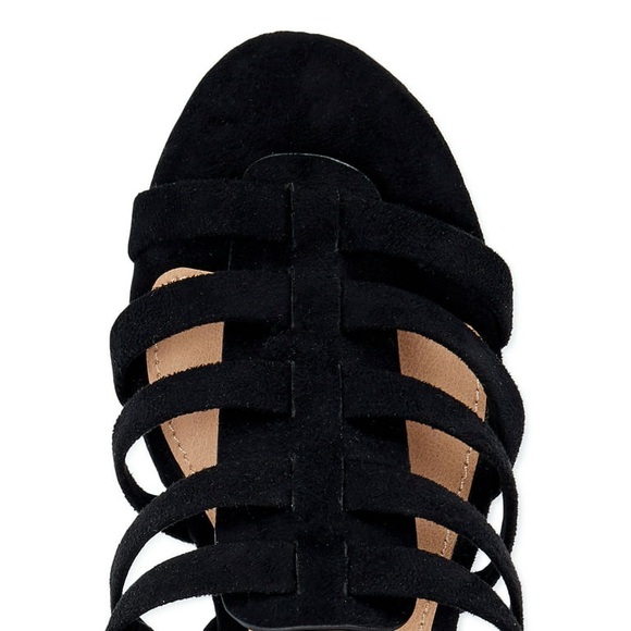 Scoop Block Heel Sandals Lace Up Faux Suede Open Toe Strappy Tie Up Gladiator 8 - Picture 2 of 16